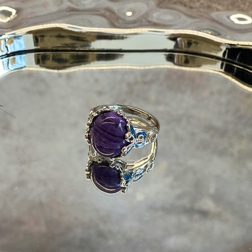 Purple Agate Sodalite Calm Harmony Ring