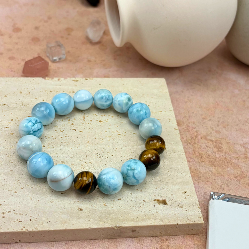 Larimar Tiger’s Eye Harmony Bracelet