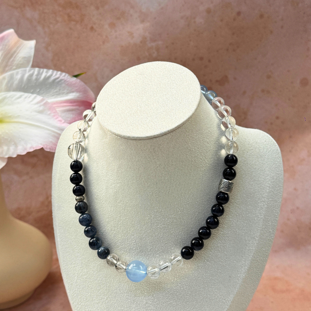 Obsidian Aquamarine Harmony Bracelet / Necklace