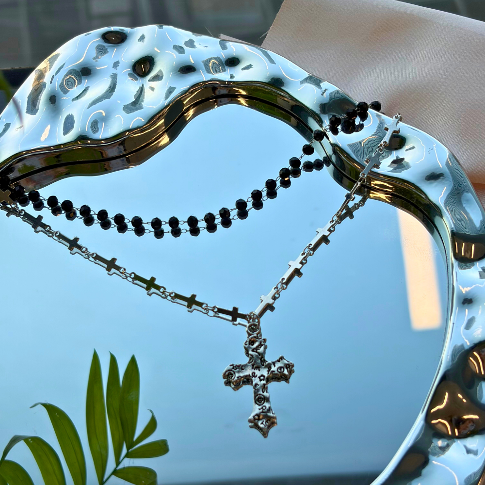 Metal Radiance Layered Cross Necklace
