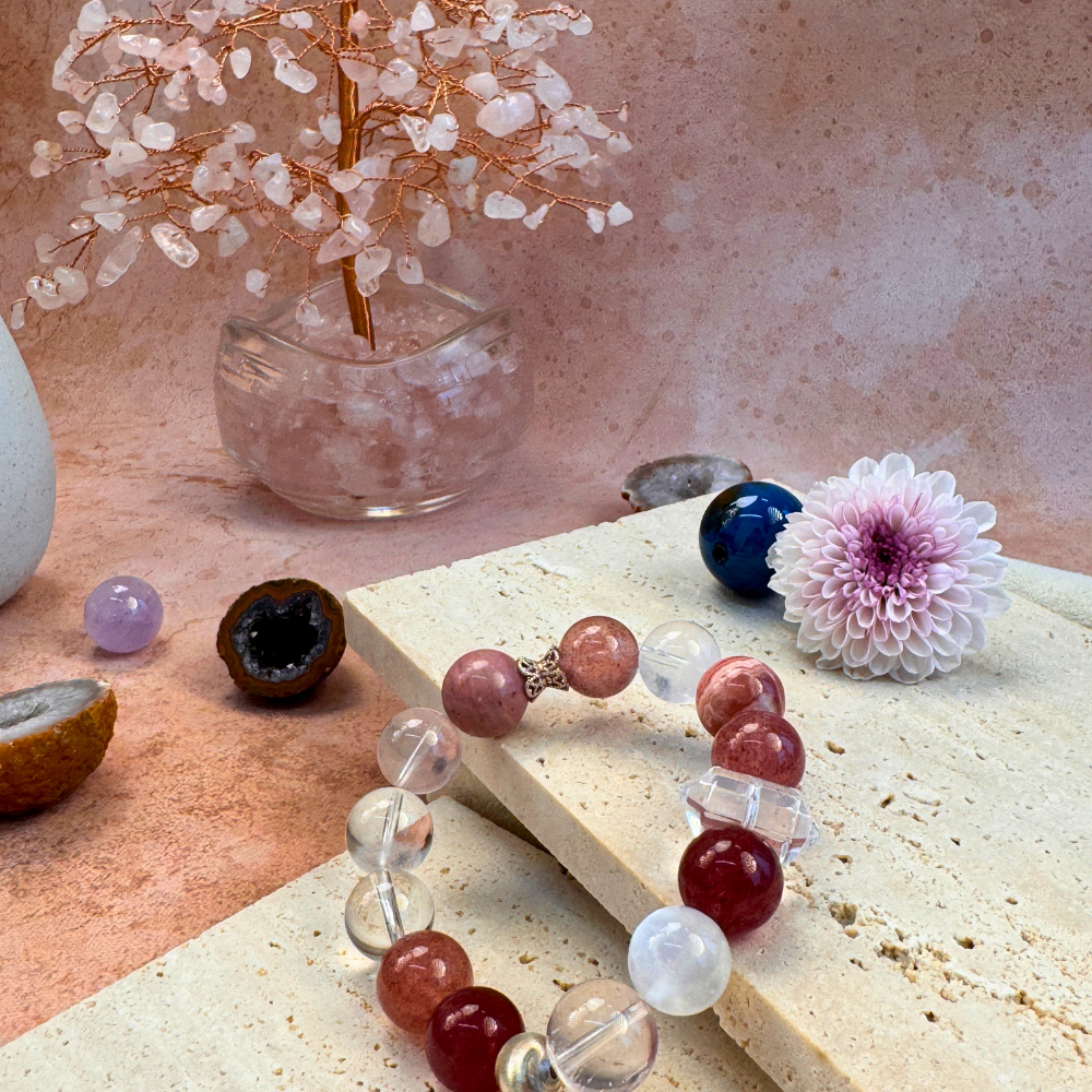 Strawberry Quartz Rose Quartz Love Bracelet