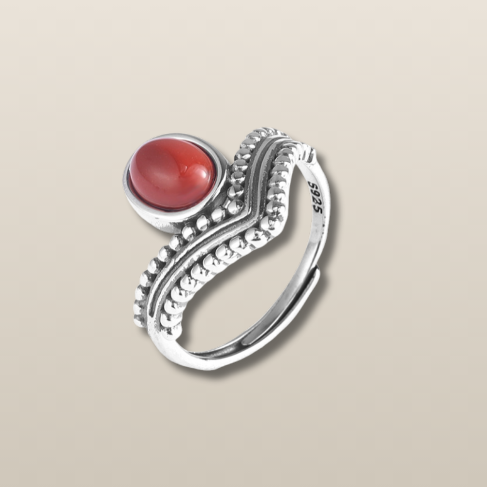 Red Agate Turquoise Prosperity Protection Ring
