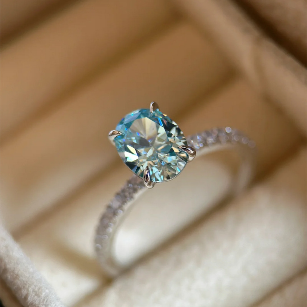 Aquamarine Silver Twist Serenity Healing Ring