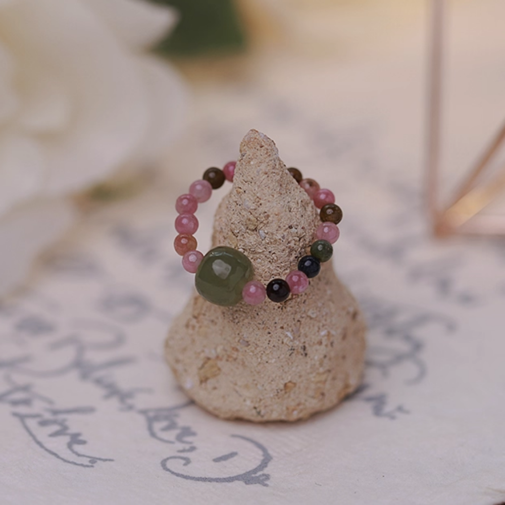 Tourmaline Hetian Jade Harmony Ring