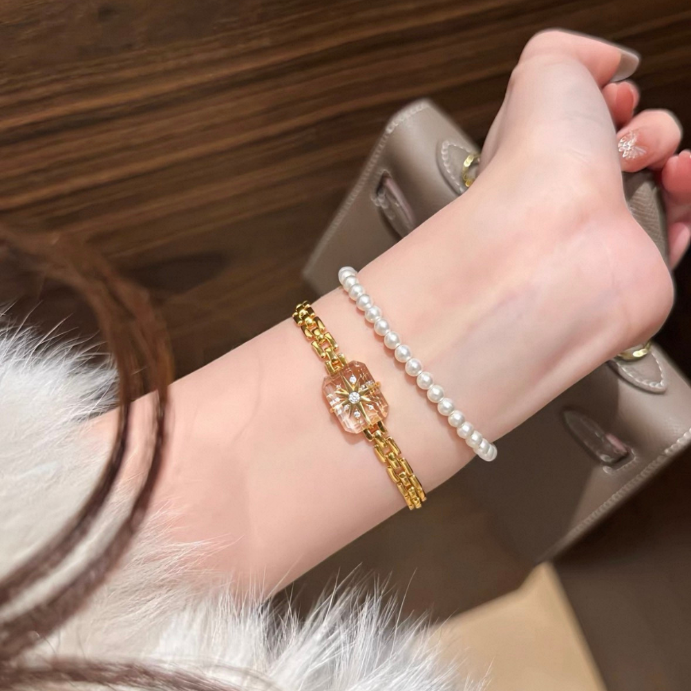 Star Crystal Link Chain Plated Bracelet