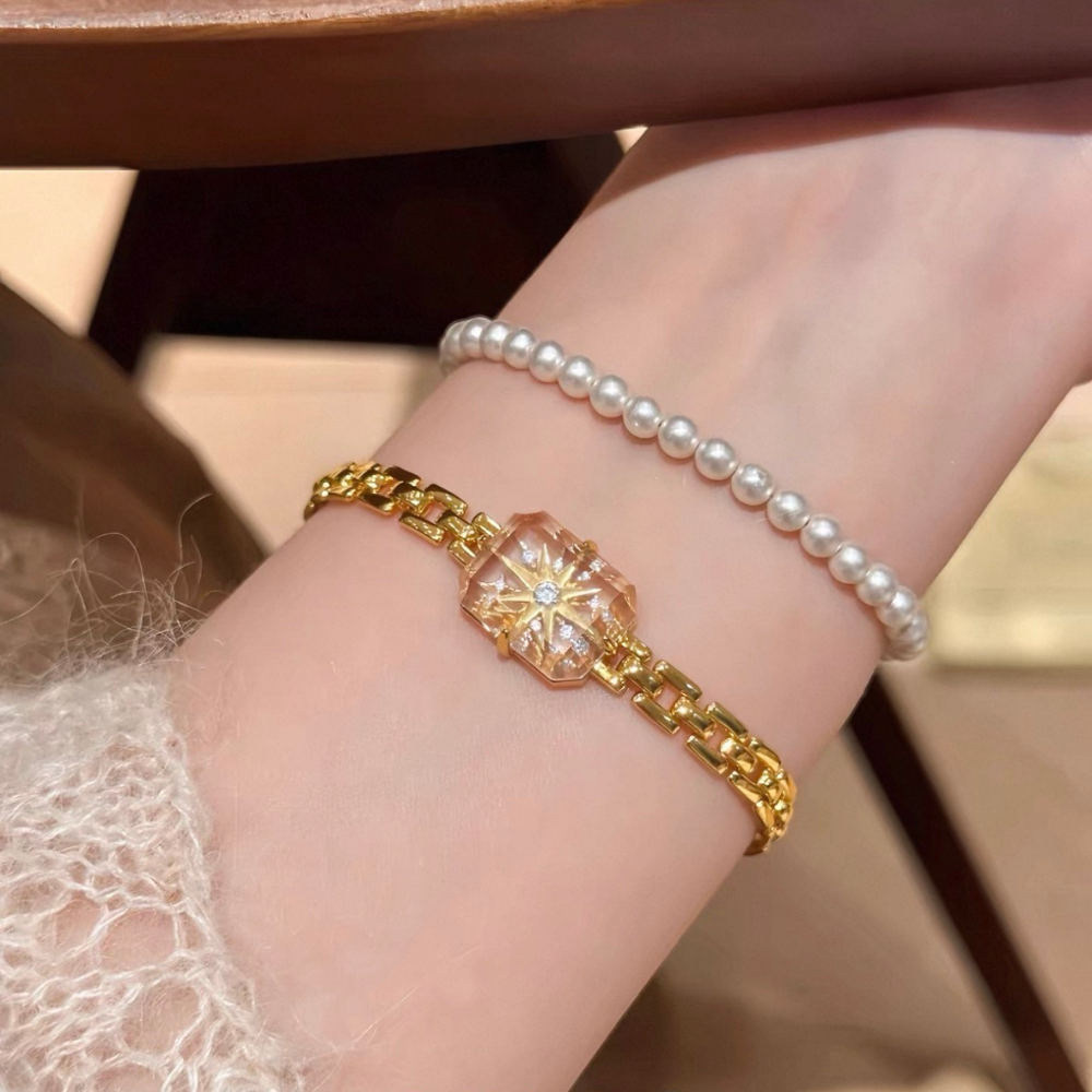 Star Crystal Link Chain Plated Bracelet