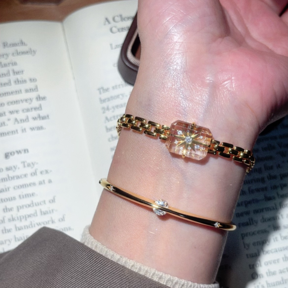 Star Crystal Link Chain Plated Bracelet