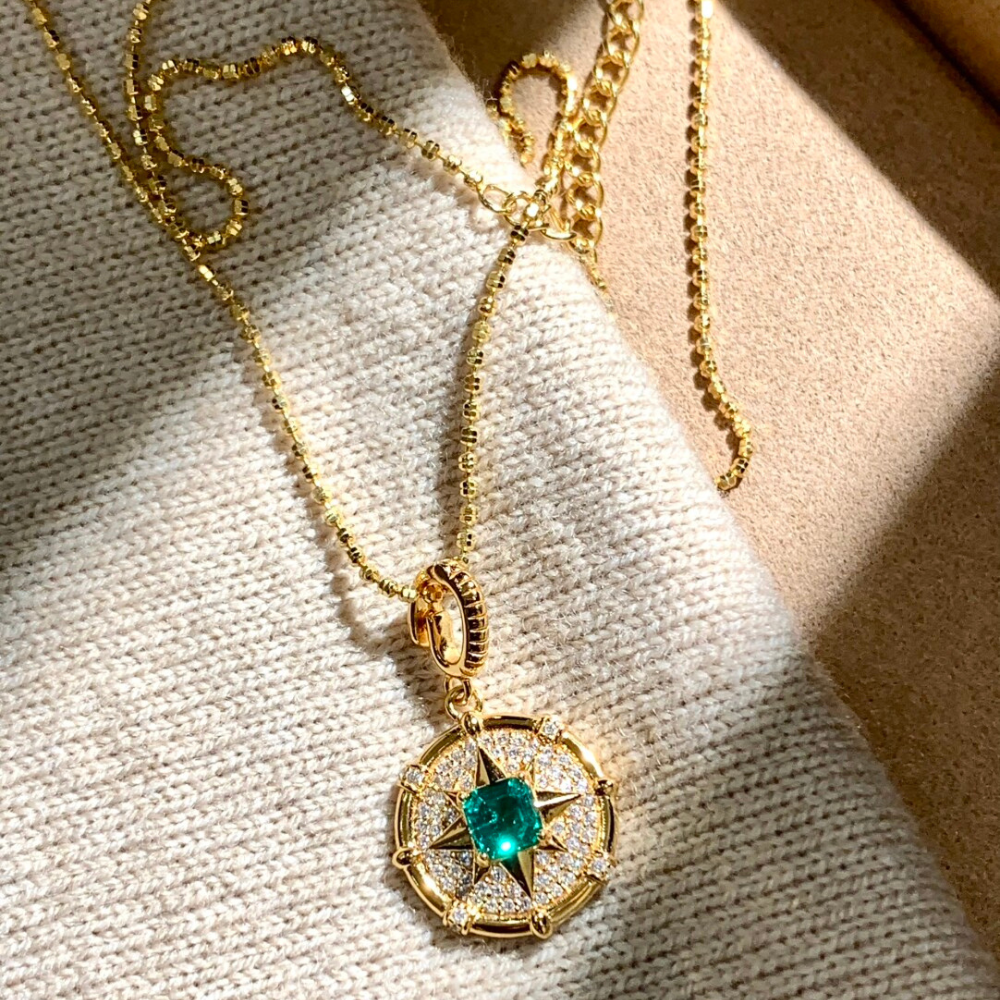 Emerald Green Crystal Star Necklace
