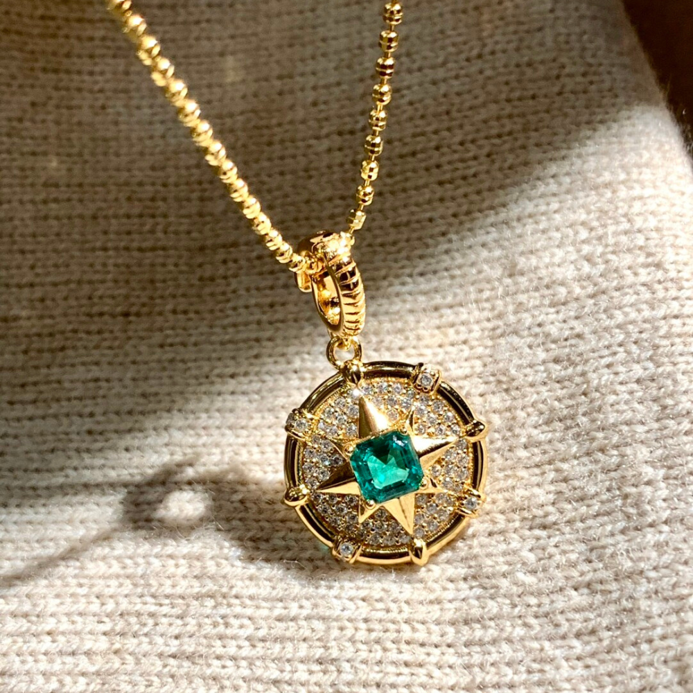 Emerald Green Crystal Star Necklace