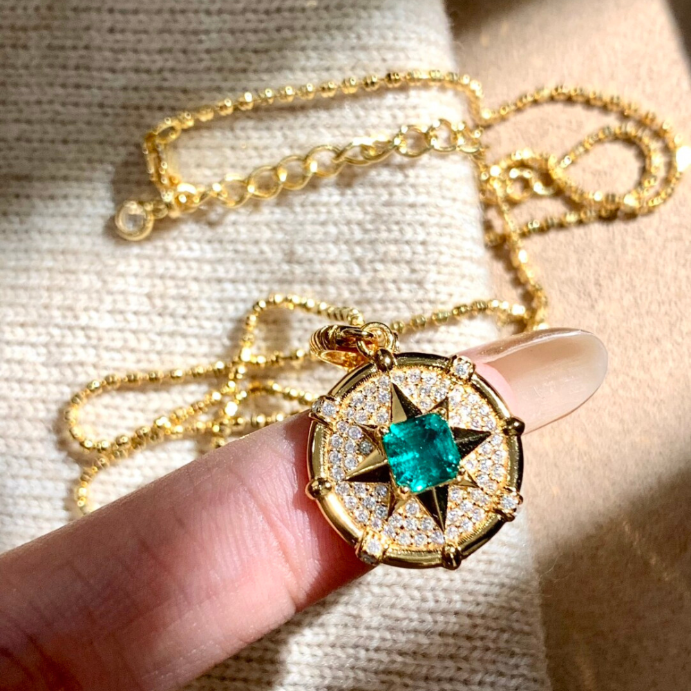 Emerald Green Crystal Star Necklace