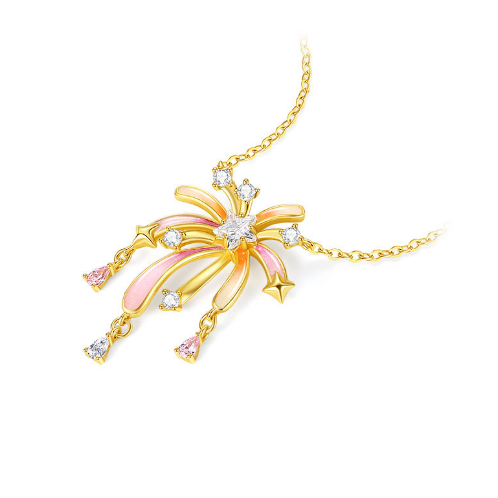 Fireworks Fluorescent Enamel Pendant Necklace