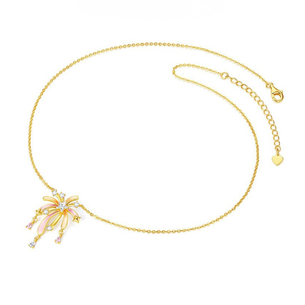 Fireworks Fluorescent Enamel Pendant Necklace