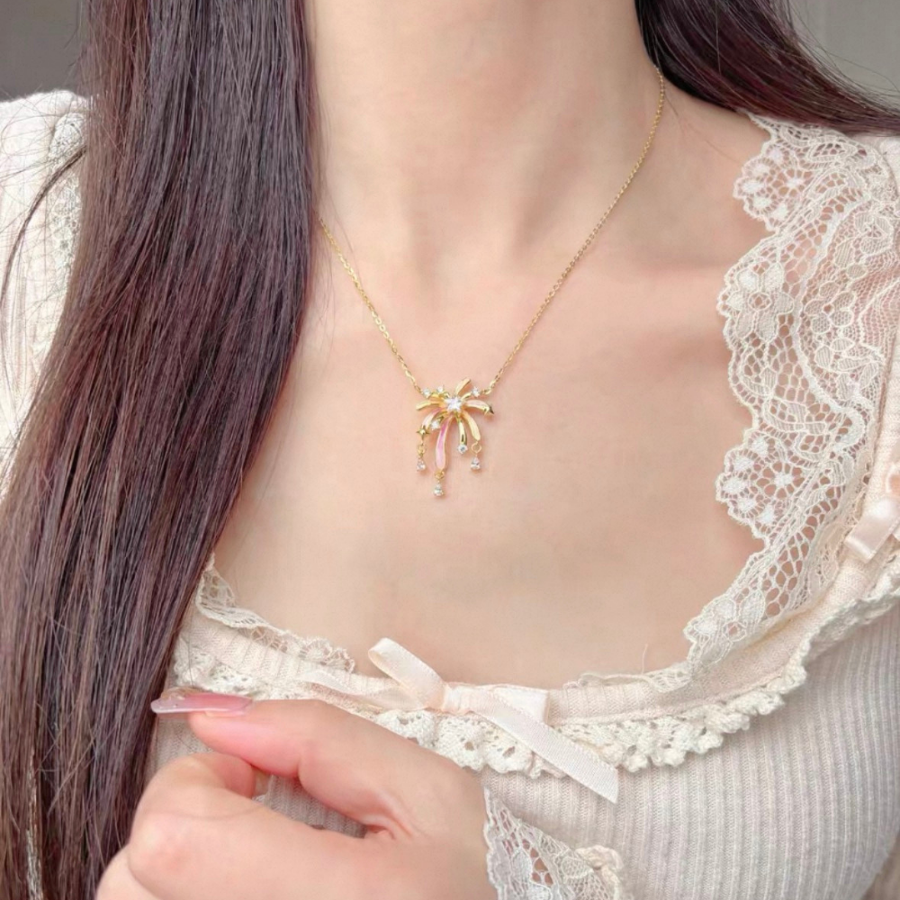 Fireworks Fluorescent Enamel Pendant Necklace