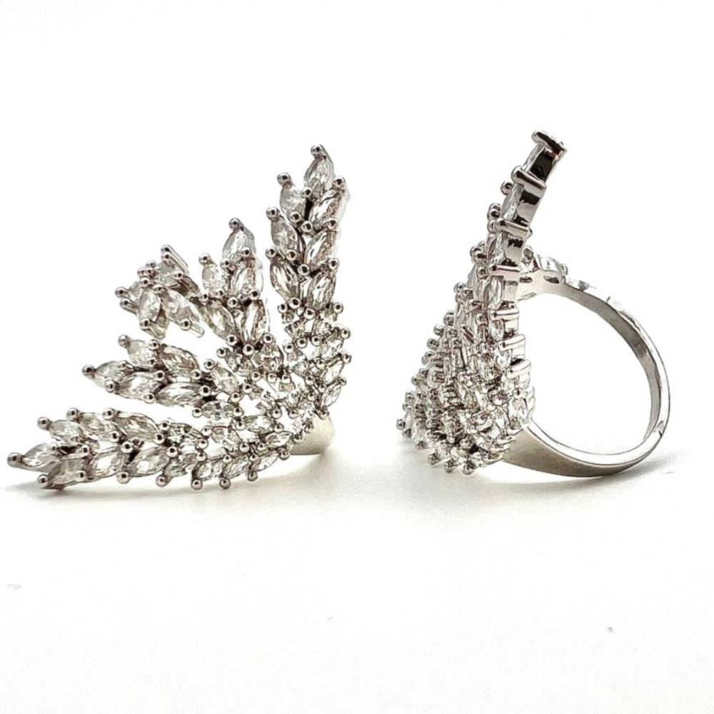 Grown Diamond Luxury Feather Adjustable Statement Ring