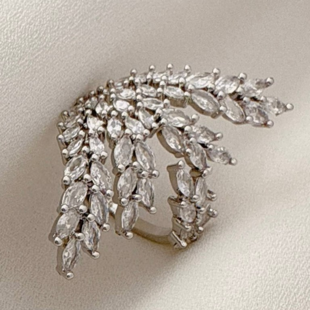 Grown Diamond Luxury Feather Adjustable Statement Ring