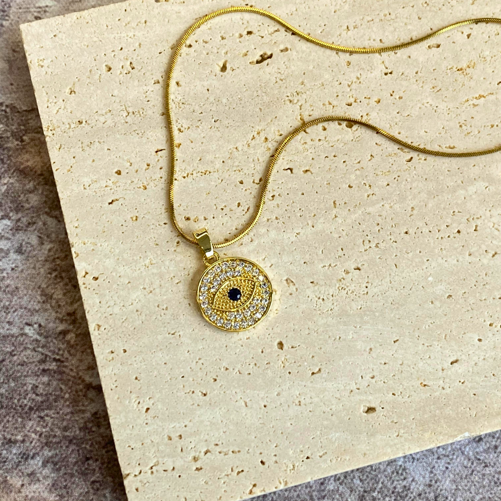 Black Evil Eye Clear Quartz Protection Necklace