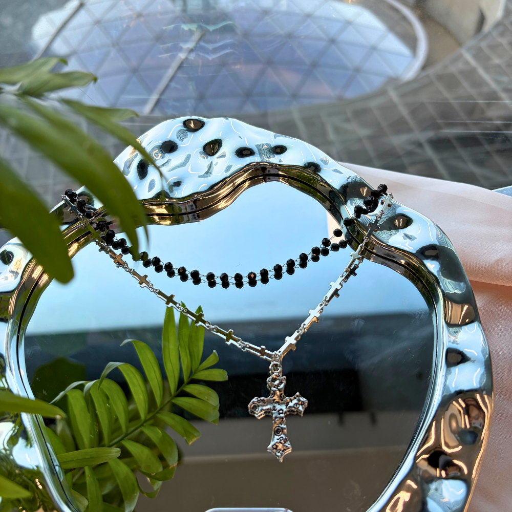 Metal Radiance Layered Cross Necklace