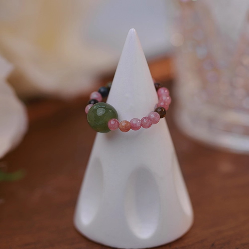 Tourmaline Hetian Jade Harmony Ring