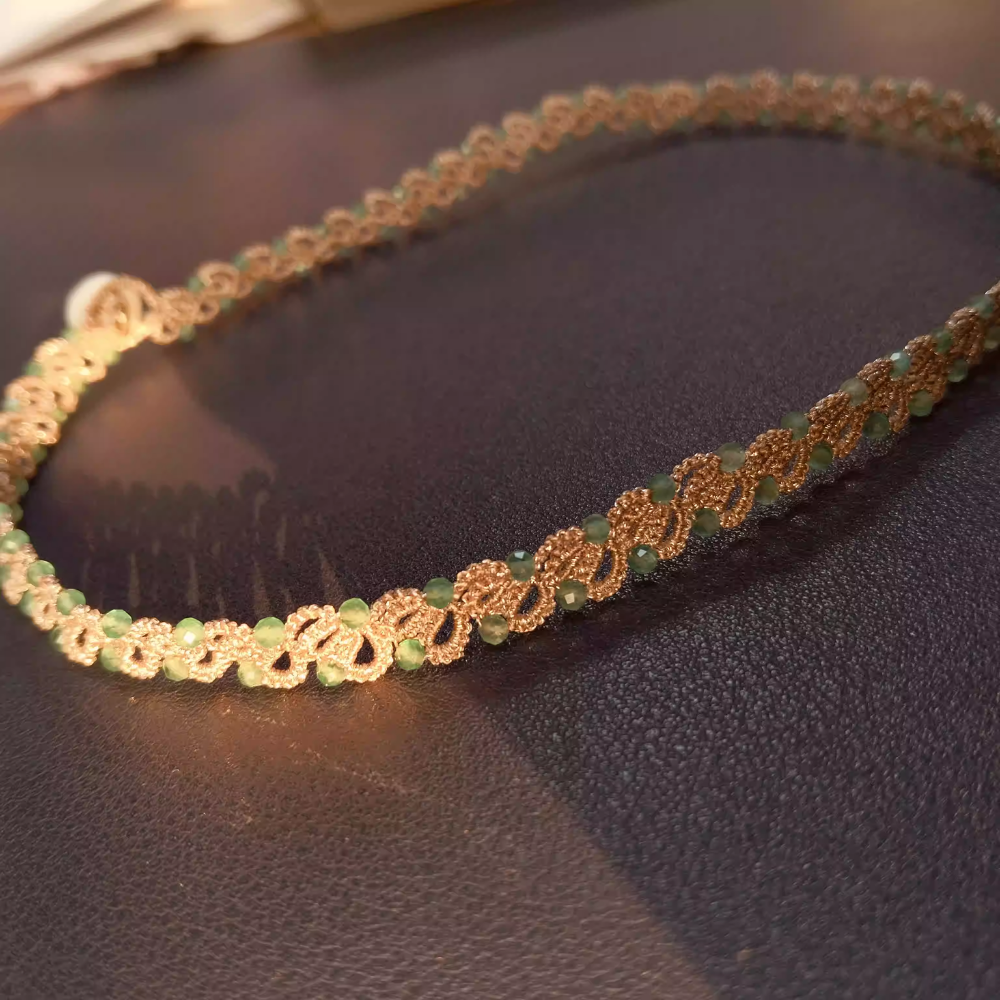 Handwoven Green Beaded Minimalist Style Necklace