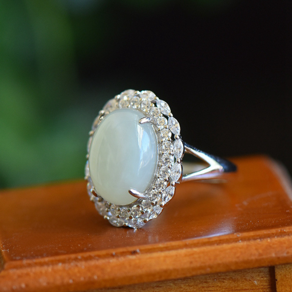 Jade Clear Quartz Serenity Ring