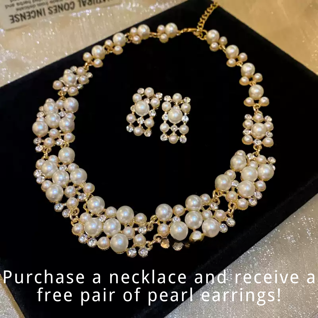 Handwoven French Pearl Statement Layered Gold Beaded Collar Necklace