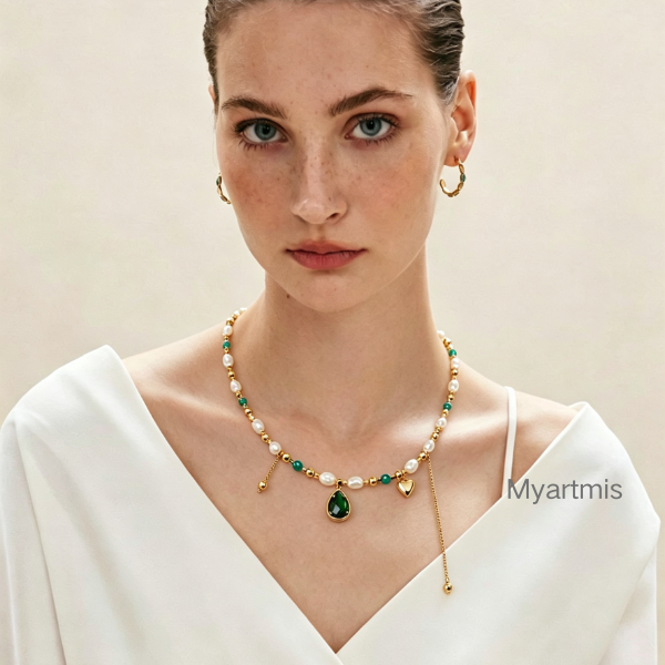Natural Baroque Pearl & Amazonite Beaded Necklace