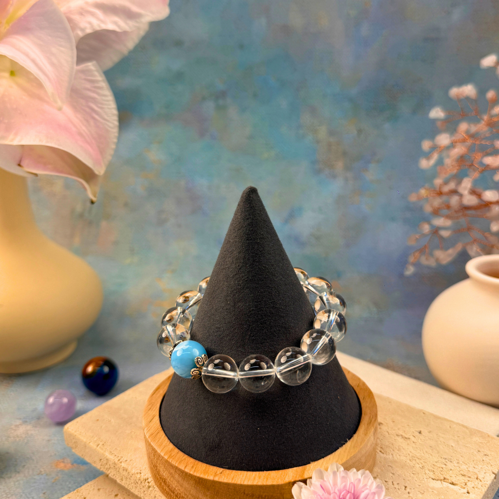 Clear Quartz Aquamarine Larimar Serenity Bracelet