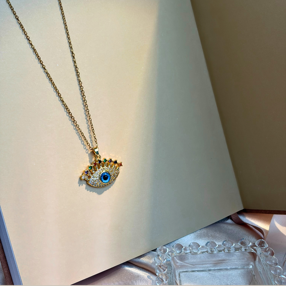 Blue Evil Eye Multi-Gem Protection Necklace