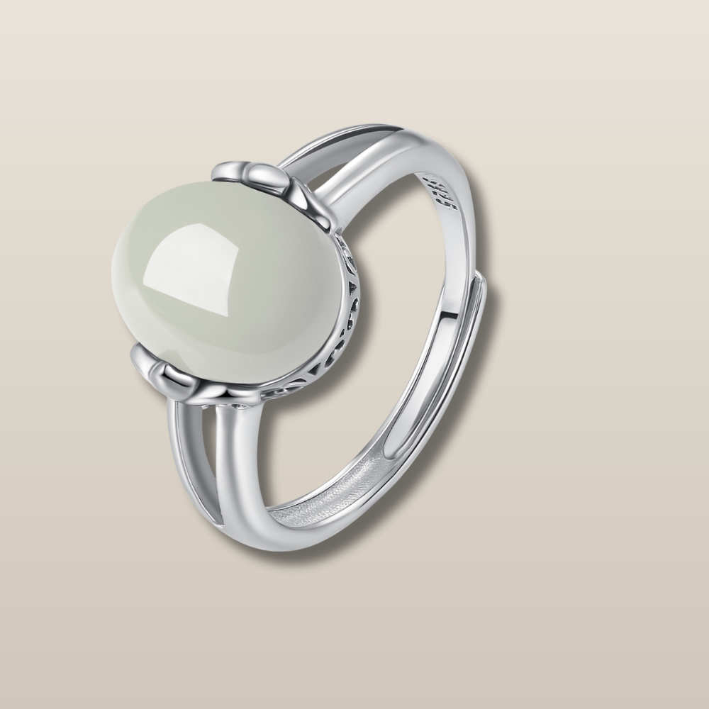 Hetian Jade Red Agate Silver Protection Ring