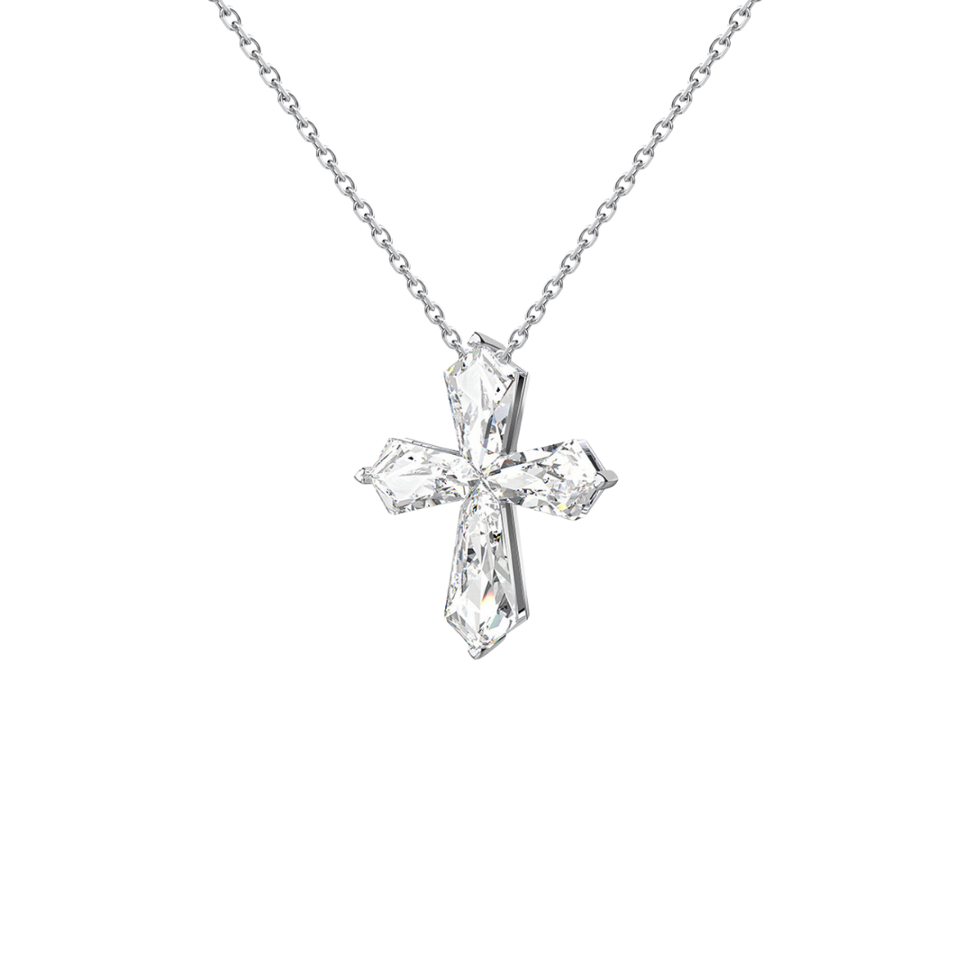 Frameless Diamond Cross Pendant Necklace