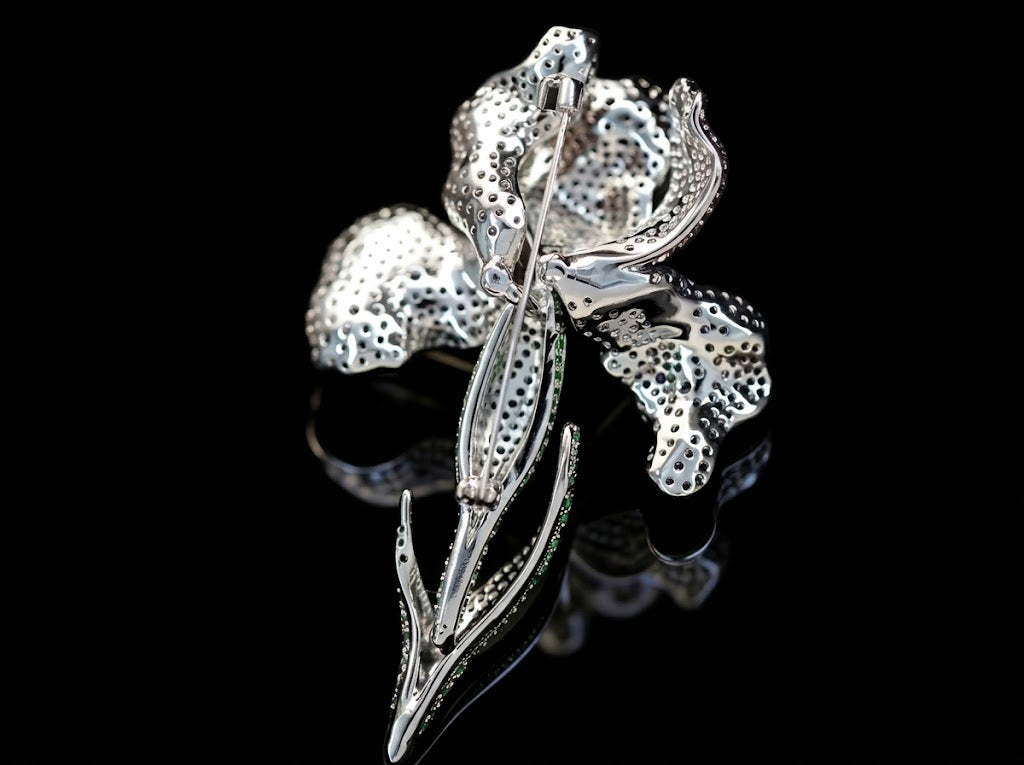 Luxurious French Gradient Purple Iris Flower Brooch Pin & Matching Bracelet Jewelry Gift for Womenv