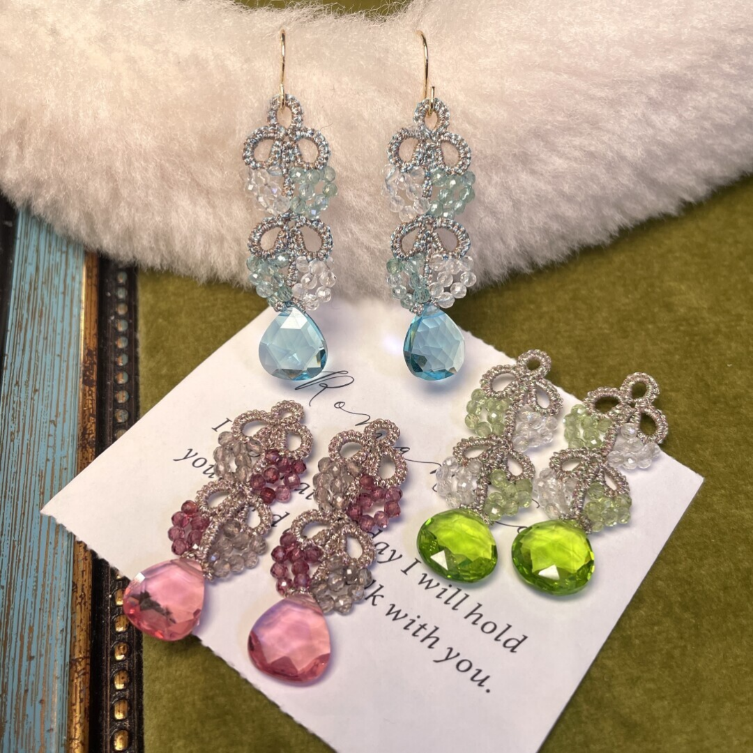 Vintage Teardrop Handwoven Tatting Earrings