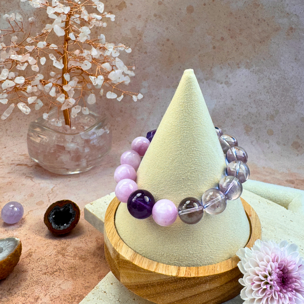 Rose Quartz Amethyst Clear Quartz Harmony Bracelet