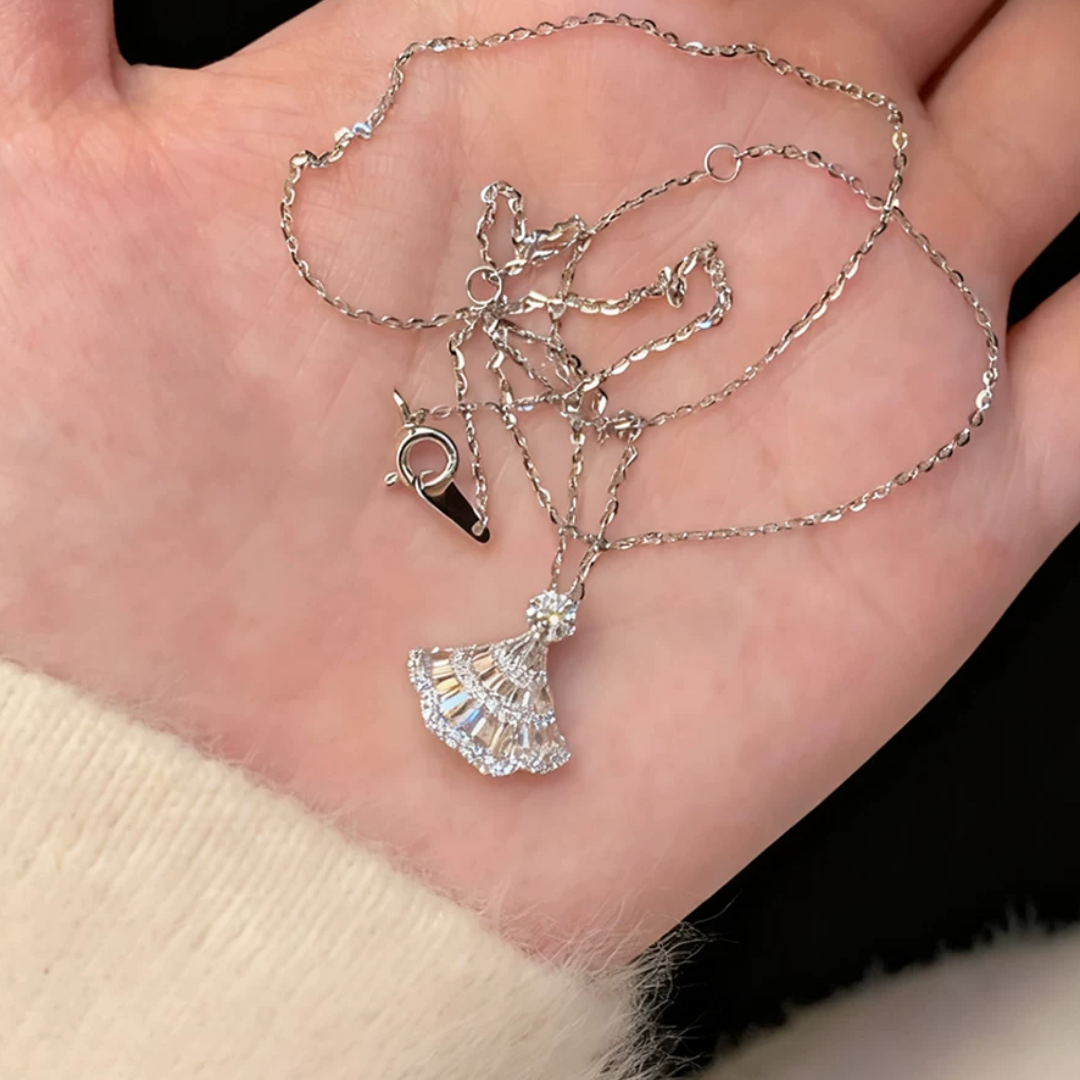Princess Skirt Fan Pendant Necklace