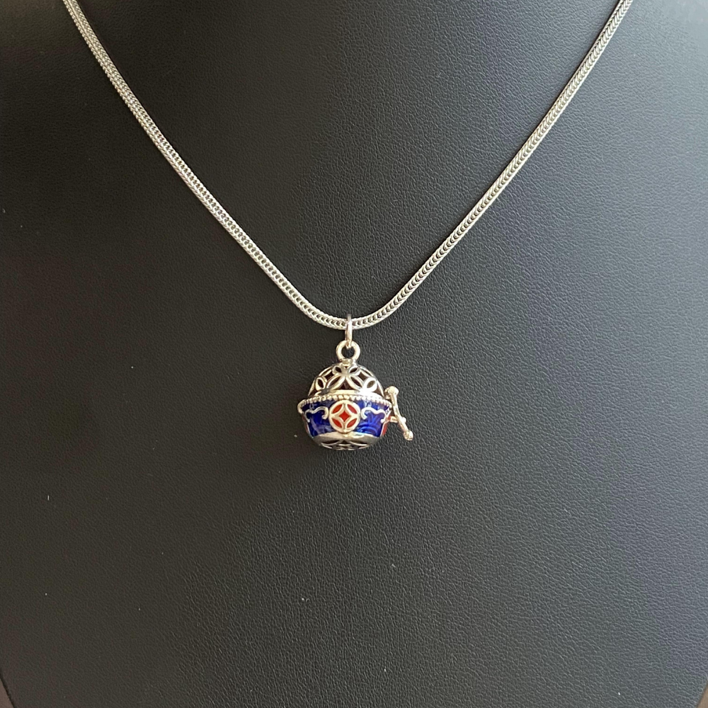 Blue Enamel Silver Serenity Harmony Necklace
