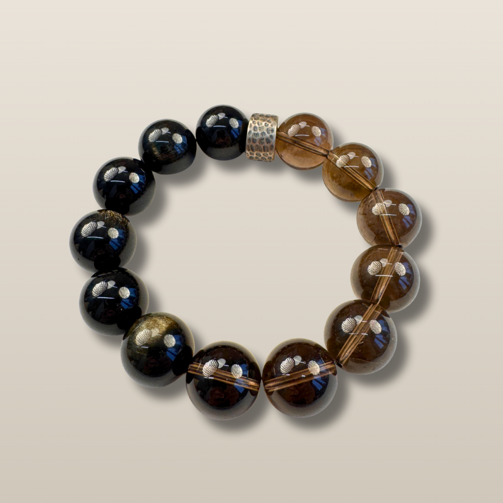 Smoky Quartz Golden Obsidian Protection Bracelet
