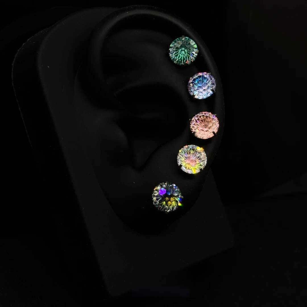 Fireworks Faceted Color-Shift Diamond Earrings
