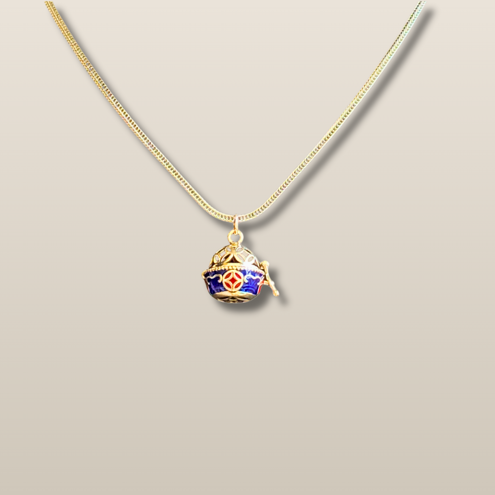 Blue Enamel Silver Serenity Harmony Necklace