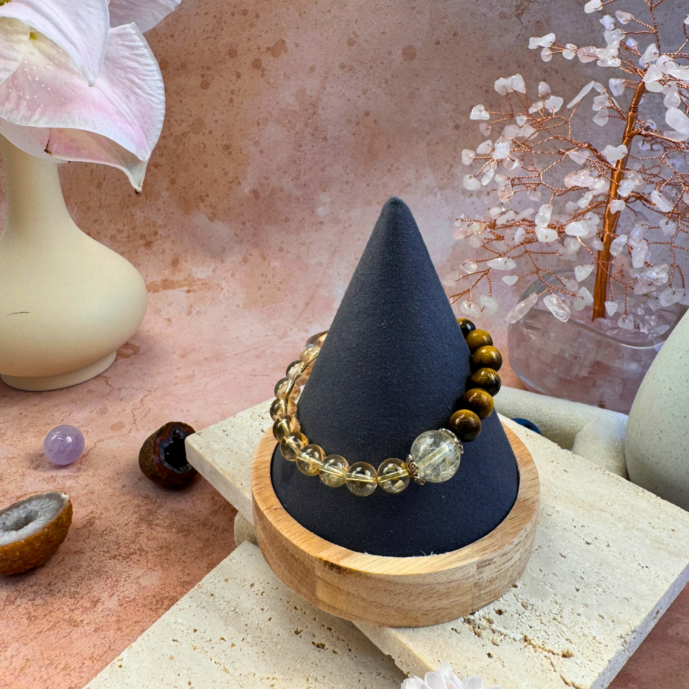 Rutilated Quartz Tiger’s Eye Abundance Bracelet