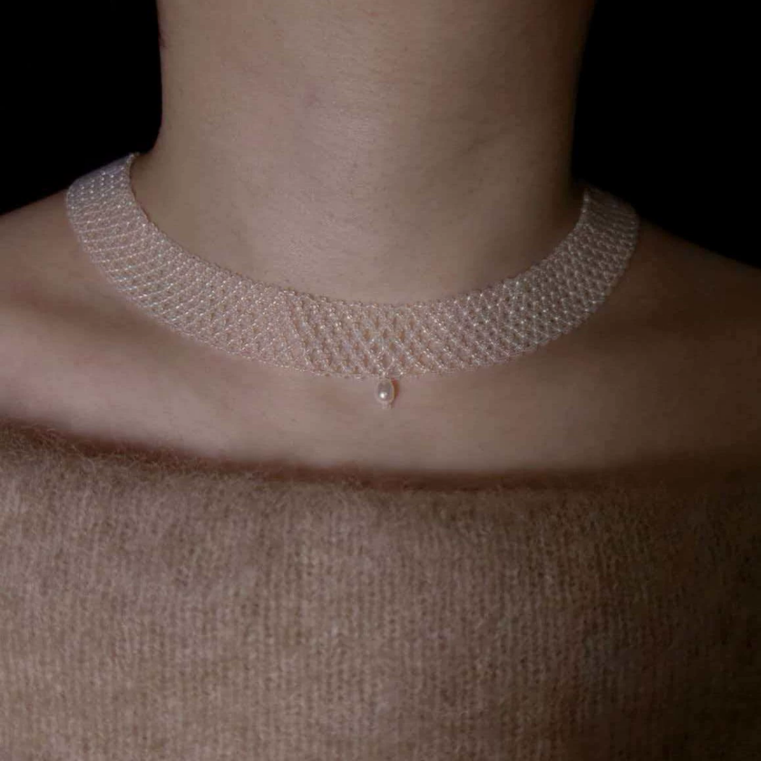 Handwoven Vintage Beaded Choker Antique Necklace / Bracelet / Ring