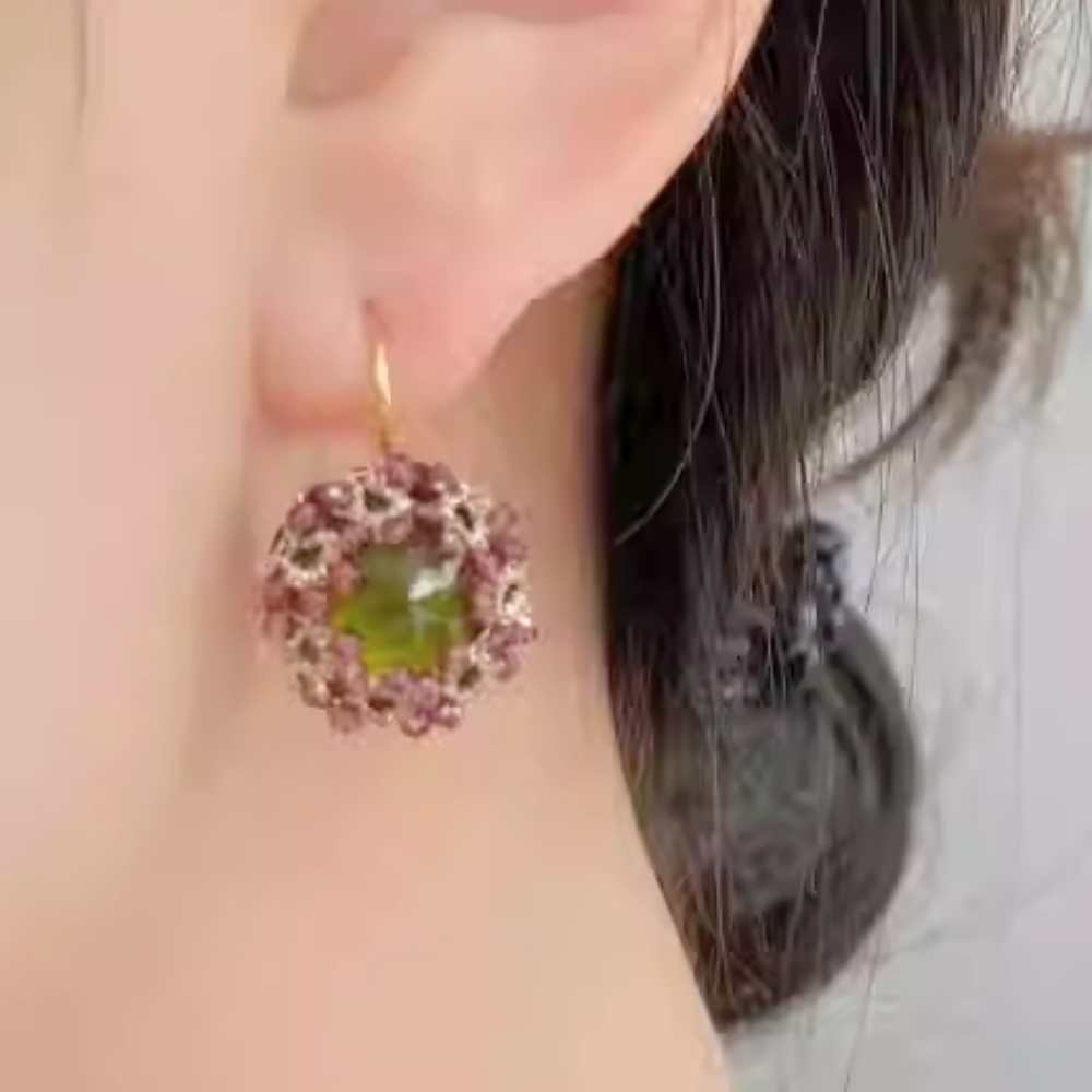 Handwoven Beaded Round Artisanal Drop Earrings