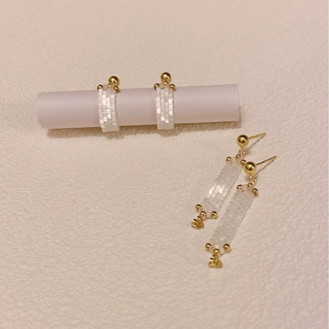Handwoven Beaded Drop Earrings Minimalist Lace Style Stud Earrings