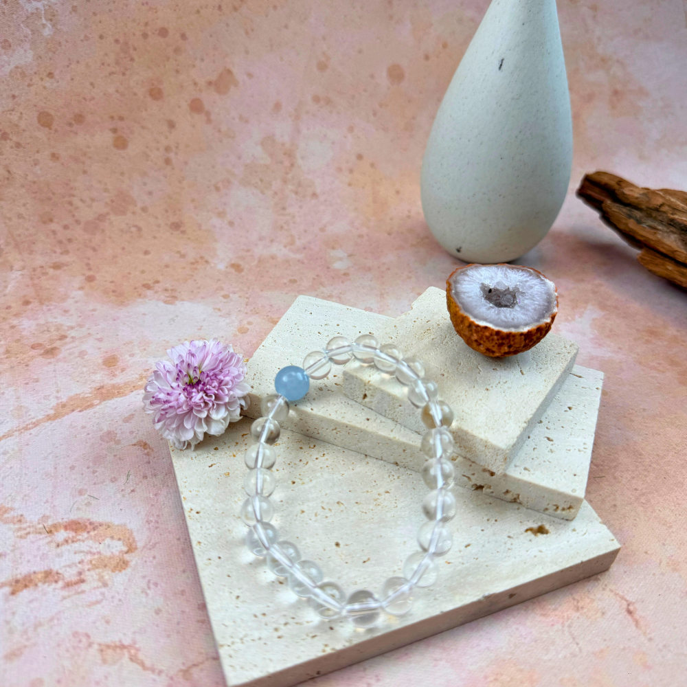 Clear Quartz Aquamarine Serenity Bracelet