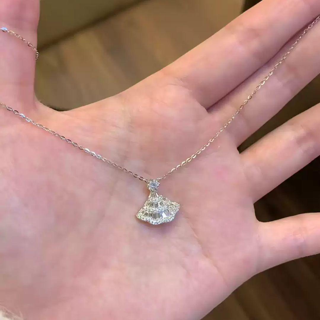 Princess Skirt Fan Pendant Necklace
