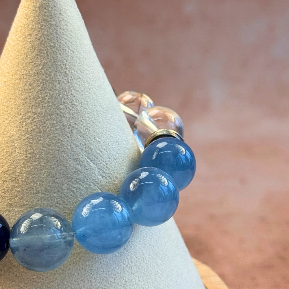Aquamarine Obsidian Kyanite Balance Bracelet