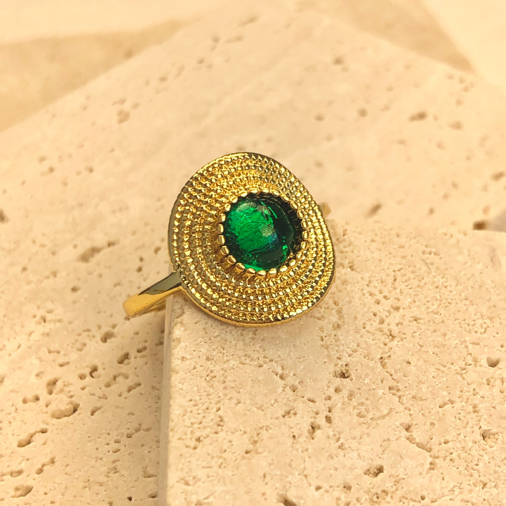 Green Agate Blessing Harmony Crystal Ring