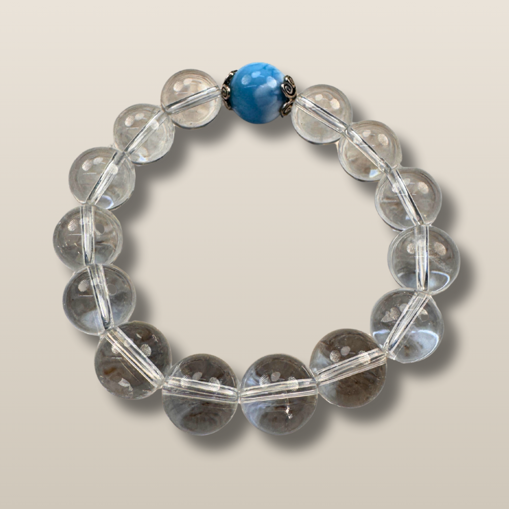 Clear Quartz Aquamarine Larimar Serenity Bracelet