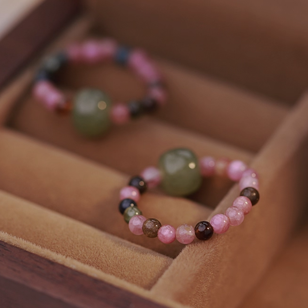 Tourmaline Hetian Jade Harmony Ring