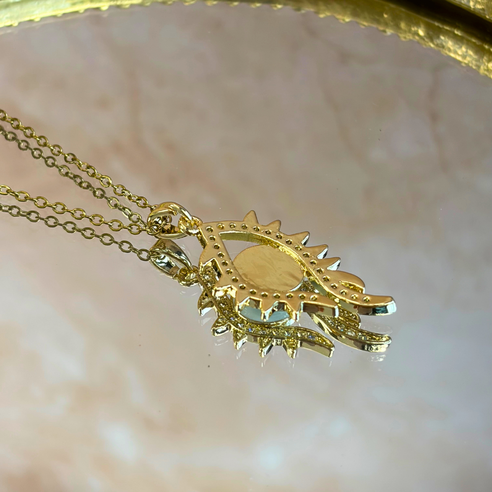 Blue Evil Eye Gold Crystal Protection Necklace