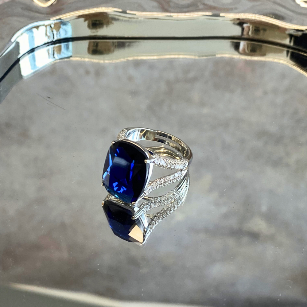 Blue Topaz Clear Quartz Radiance Ring